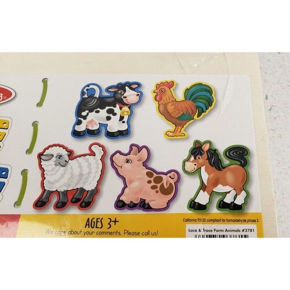 Melissa and Doug Lace and Trace Farm Animals Wooden Panel & Laces - Ages 3+ NEW - Picture 11 of 14